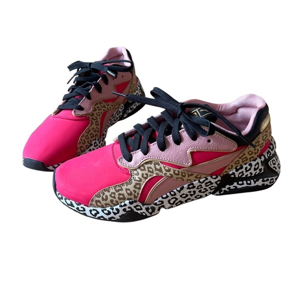 PUMA NOVA UNEXPECTEDMIXES SNEAKERS 9 ANIMAL PRINT BARBIECORE LEATHER OVERLAYS - Picture 1 of 12